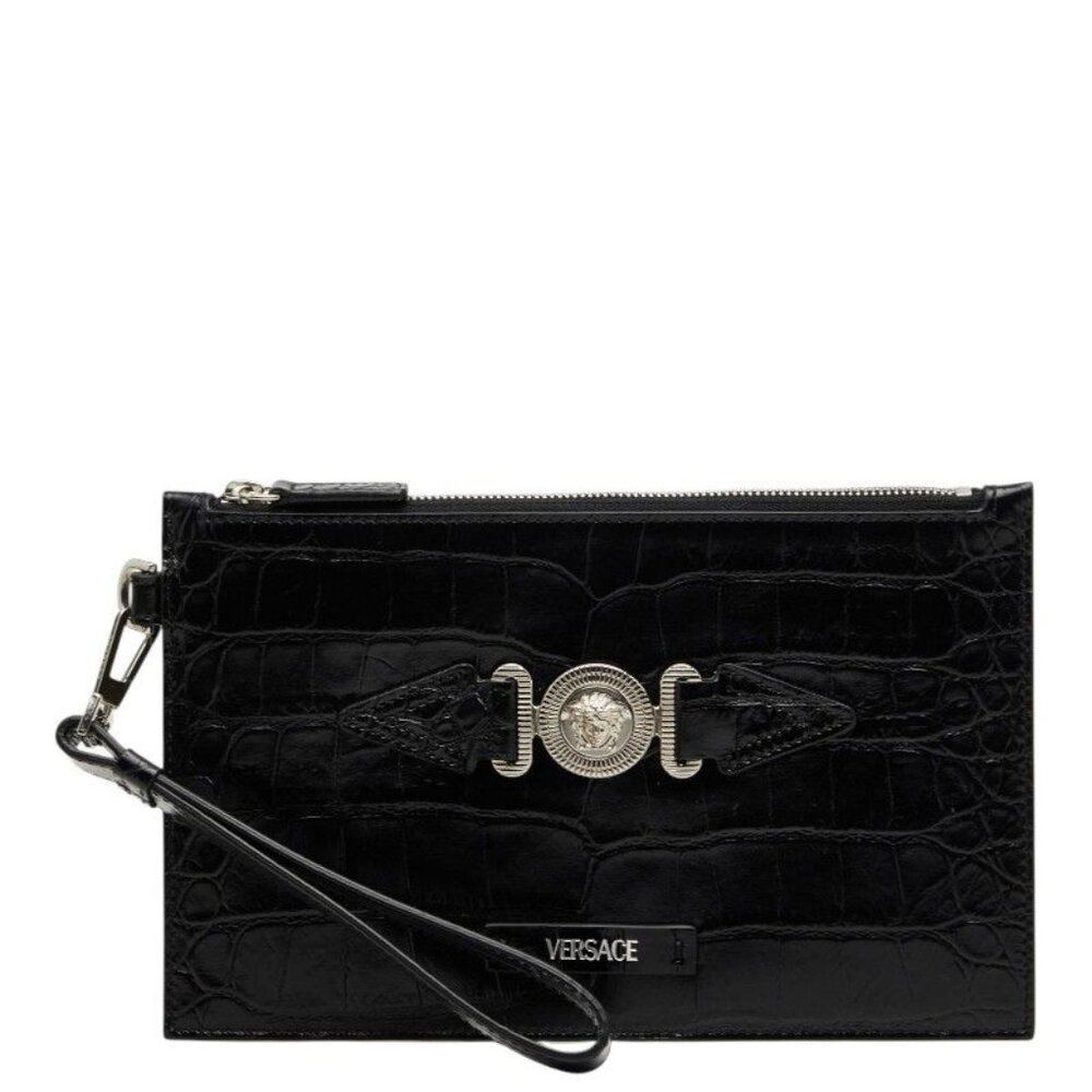 Versace Medusa Bigi Croco Clutch Bag